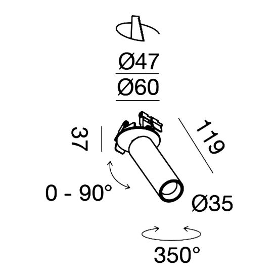 Gea luce gfa1480 faretto da incasso per cartongesso per cucina led 7w 3000k cilindrico nero