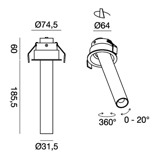 Gea luce gfa1690 faretto grande da incasso per cartongesso led 8w 3000k cilindrico bianco