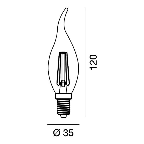 Lampadina e14 led filamento 2,5w colpo di vento 3000k trasparente confezione 10 pezzi gea luce
