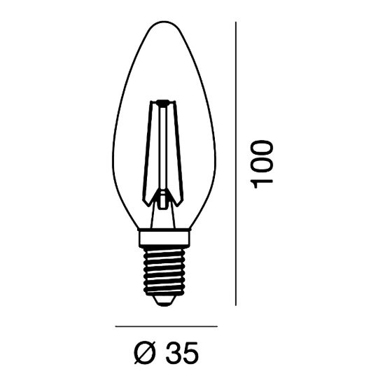 Lampadina e14 led filamento 2,5w a candela 3000k trasparente confezione 10 pezzi gea luce