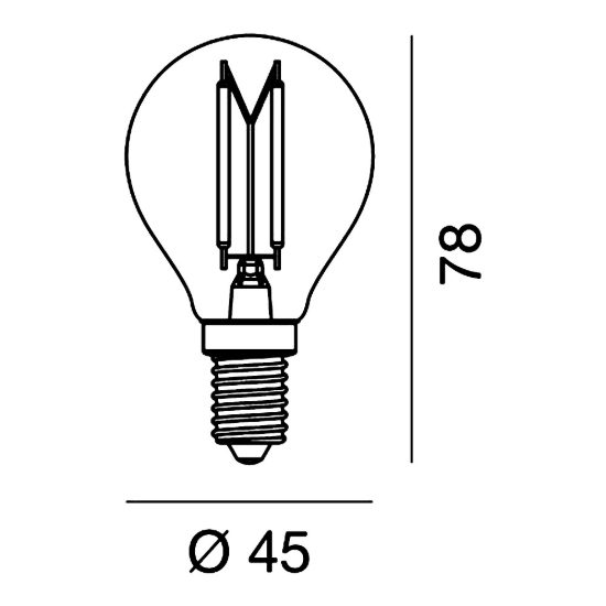 Lampadina e14 led filamento 2,5w a sfera 2700k trasparente confezione 10 pezzi gea luce