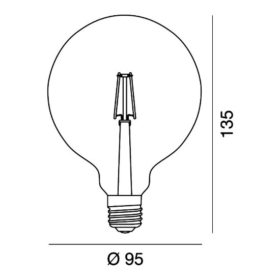 Lampadina e27 led filamento 4,9w a globo g95 3000k trasparente confezione 5 pezzi gea luce