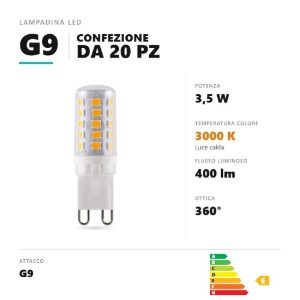 Lampadina g9 led 3,5w a capsula 3000k dimmerabile bianco confezione 20 pezzi gea luce