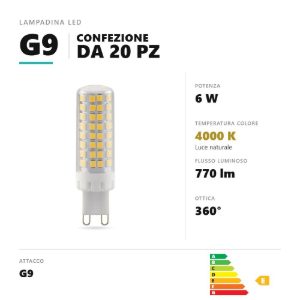 Lampadina g9 led 6w a capsula 4000k dimmerabile bianco confezione 20 pezzi gea luce