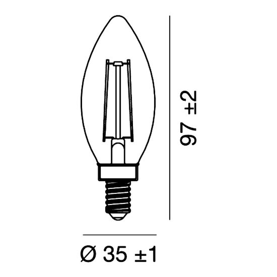Lampadina e14 led filamento 2,2w a candela 3000k trasparente confezione 10 pezzi gea luce