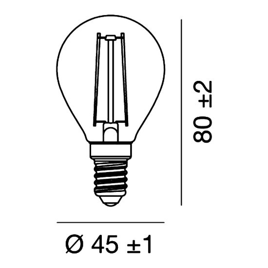 Lampadina e14 led filamento 2,2w a sfera 3000k trasparente confezione 10 pezzi gea luce