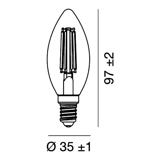 Lampadina e14 led filamento 4,2w a candela 4000k trasparente confezione 10 pezzi gea luce
