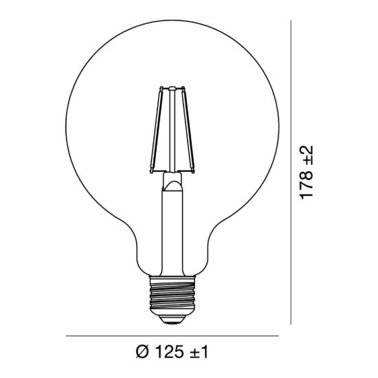 Lampadina e27 led filamento 2,5w a globo g125 3000k dimmerabile trasparente confezione 4 pezzi gea luce