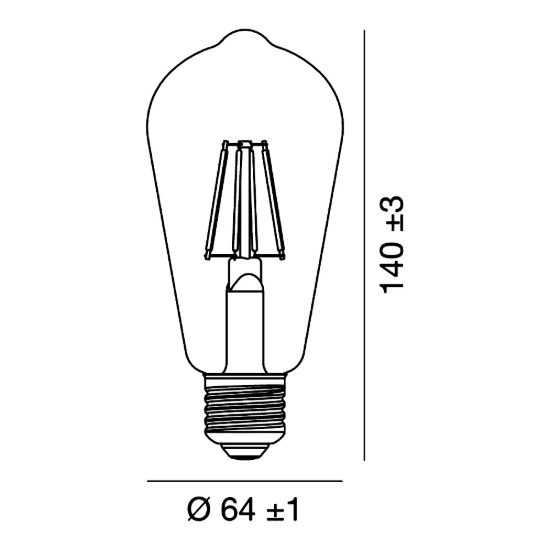 Lampadina e27 led filamento 9w edison 3000k dimmerabile trasparente confezione 10 pezzi gea luce