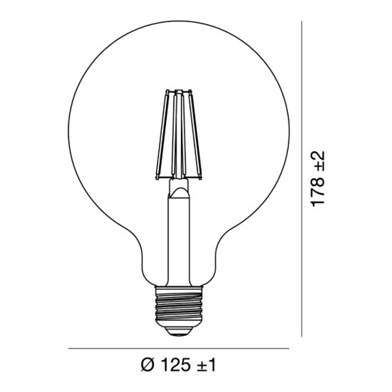 Lampadina e27 led filamento 9w a globo g125 4000k dimmerabile trasparente confezione 4 pezzi gea luce