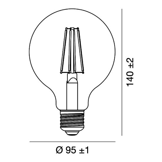 Lampadina e27 led filamento 11w a globo g95 3000k dimmerabile trasparente confezione 4 pezzi gea luce