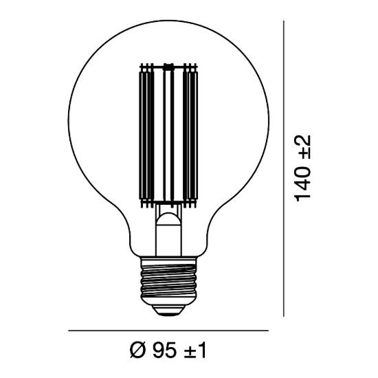 Lampadina e27 led filamento 18w a globo g95 3000k trasparente confezione 4 pezzi gea luce