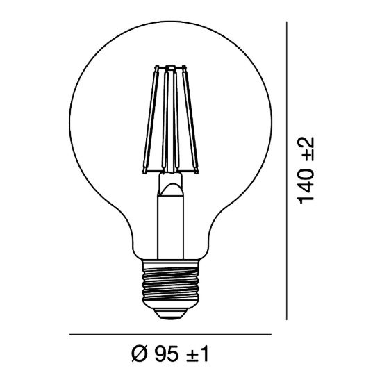 Lampadina e27 led filamento bianco 8,5w a globo g95 3000k trasparente confezione 4 pezzi gea luce