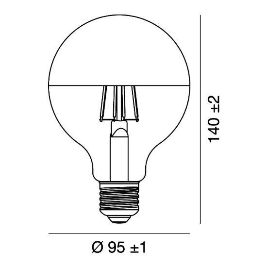 Lampadina e27 led filamento 11w a globo g95 3000k oro specchiato confezione 4 pezzi gea luce