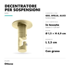 Gea luce gso decentratore per cavi di lampade a sospensione ottone