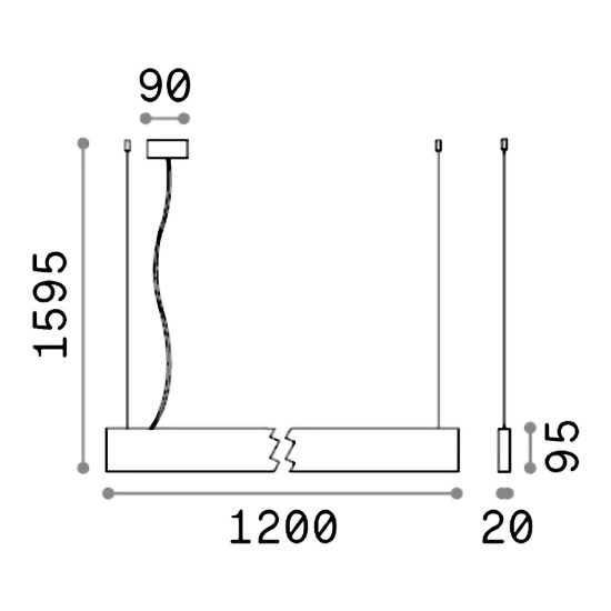 Ideal lux steel lampadario lineare biemissione fascio largo led 32w 3000k 120cm nero
