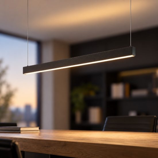 Ideal lux steel lampadario lineare biemissione fascio largo led 36w 3000k 107cm nero