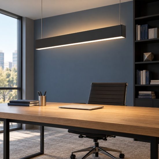 Ideal lux steel lampadario lineare biemissione fascio largo led 36w 3000k 107cm nero
