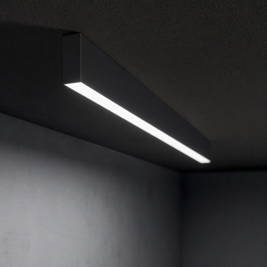 Ideal lux steel lampadario lineare biemissione fascio largo led 36w 3000k 107cm nero