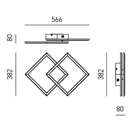 Gea luce afrodite applique da parete led 28w 3000k ad anelli quadrati titanio