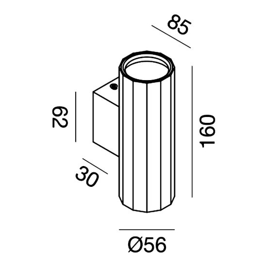 Gea luce gap 530 applique da parete per soggiorno moderna cilindrica nero satinato