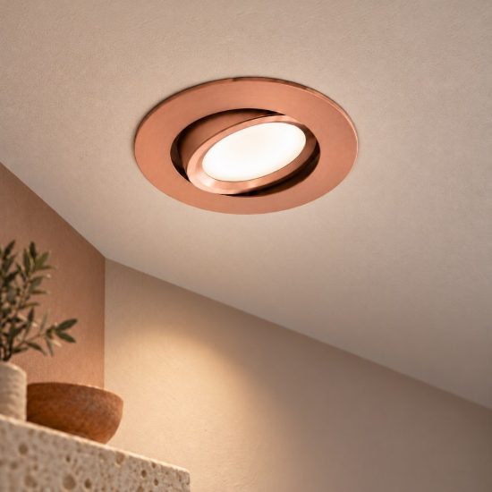 Gea luce gfa130 faretto da incasso per cartongesso per cucina orientabile rotondo rame spazzolato