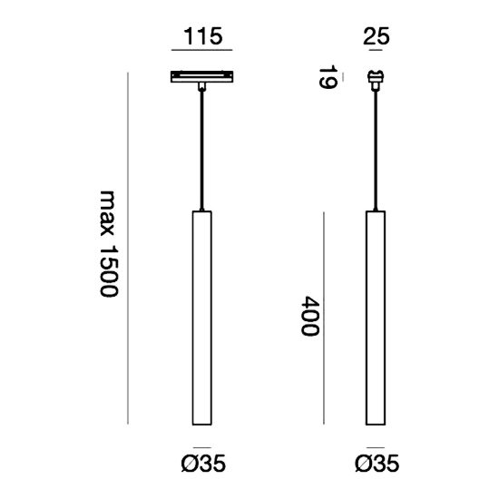 Gea luce gfa1550 lampada a sospensione per binario magnetico ultrasottile led 10w 3000k nero