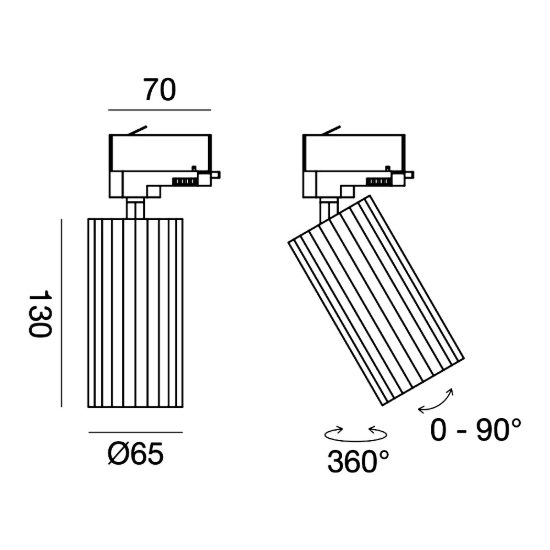 Gea luce gfa1670c faretto per binario trifase led 15w 3000k orientabile cilindrico nero