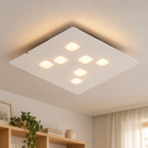 Gea luce giselle plafoniera grande moderna quadrata bianca