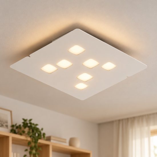Gea luce giselle plafoniera grande moderna quadrata bianca