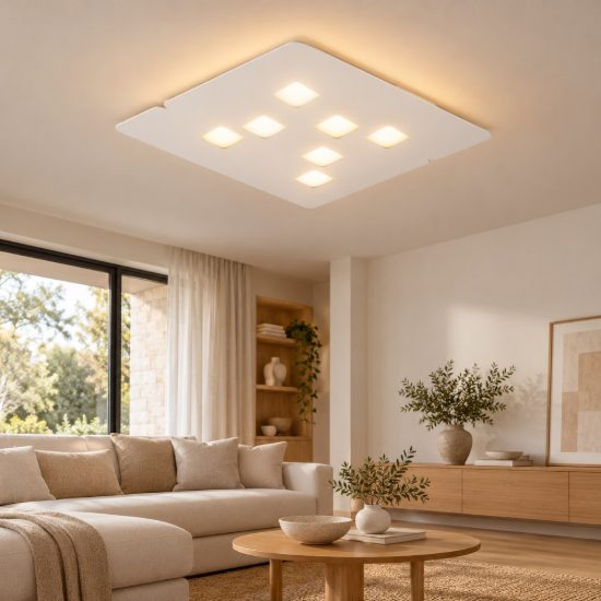 Gea luce giselle plafoniera grande moderna quadrata bianca