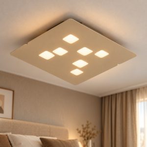 Gea luce giselle plafoniera grande moderna quadrata tortora