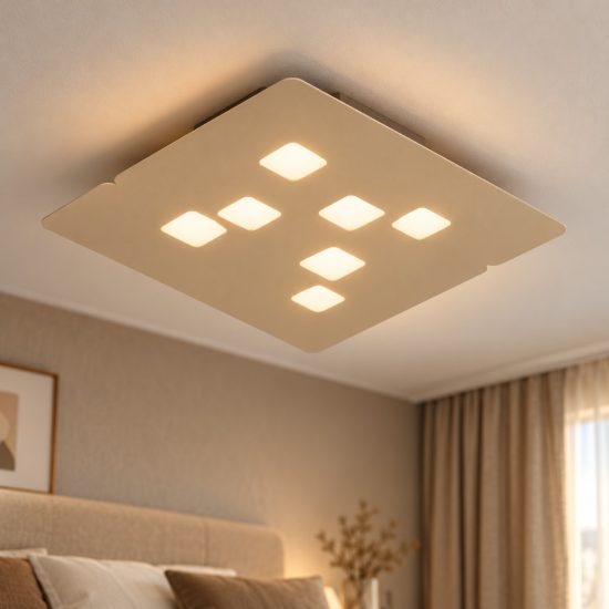 Gea luce giselle plafoniera grande moderna quadrata tortora