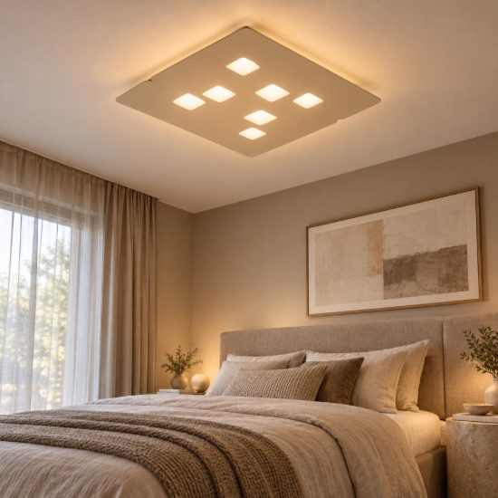 Gea luce giselle plafoniera grande moderna quadrata tortora