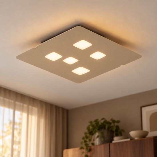 Gea luce giselle plafoniera media moderna quadrata tortora