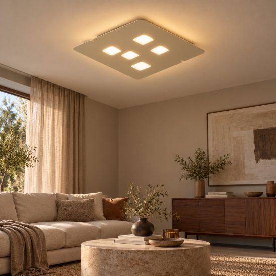 Gea luce giselle plafoniera media moderna quadrata tortora