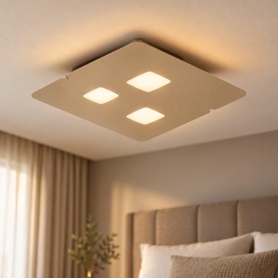 Gea luce giselle plafoniera piccola moderna quadrata tortora