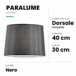 Ideal lux dorsale paralume rivestito in tessuto 40x30cm nero