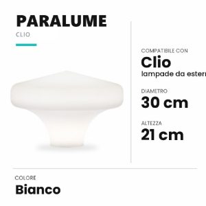 Ideal lux clio paralume in materiale plastico 30x21cm per lampade da esterno bianco