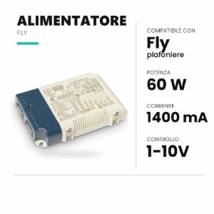 Ideal lux fly alimentatore dimmerabile 1-10v 60w 1400ma per plafoniere 60cm