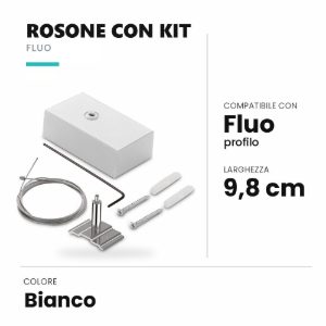 Ideal lux fluo rosone con kit di sospensione 5m per profilo bianco