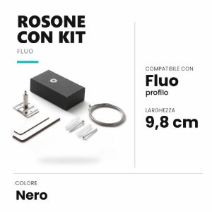 Ideal lux fluo rosone con kit di sospensione 2m per profilo nero
