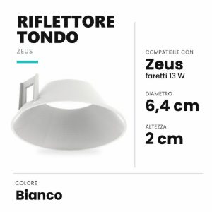Ideal lux zeus riflettore tondo per faretti da incasso 13w bianco