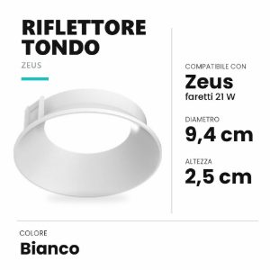 Ideal lux zeus riflettore tondo per faretti da incasso 21w bianco