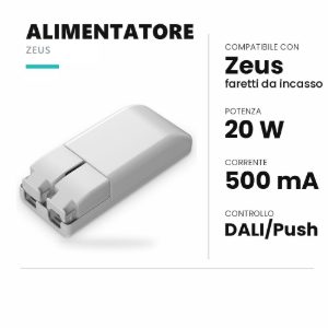 Ideal lux zeus alimentatore dimmerabile dali/push 20w 500ma per faretti da incasso