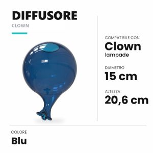 Ideal lux clown diffusore in vetro blu