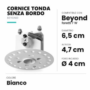 Ideal lux beyond cornice tonda senza bordo per faretti da incasso 7w bianca