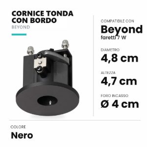 Ideal lux beyond cornice tonda con bordo per faretti da incasso 7w nera
