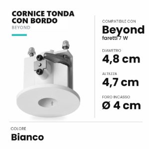 Ideal lux beyond cornice tonda con bordo per faretti da incasso 7w bianca