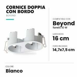 Ideal lux beyond cornice doppia con bordo per faretti da incasso 10w bianca
